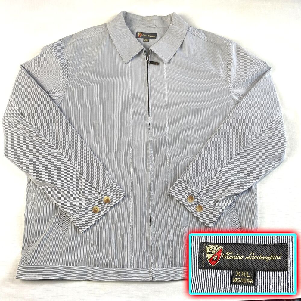 Lamborghini GRAY PINSTRIPE DRIVING JACKET! Tonino Work Light Casual XXL 2XL